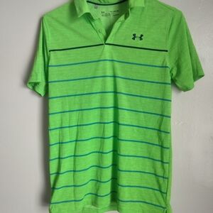 Under Armour Men's Green Polo with Navy Stripes